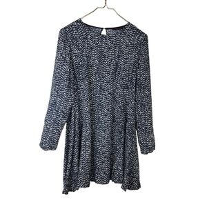 Zara Womens Navy and White long sleeve mini A- line dress. Size S